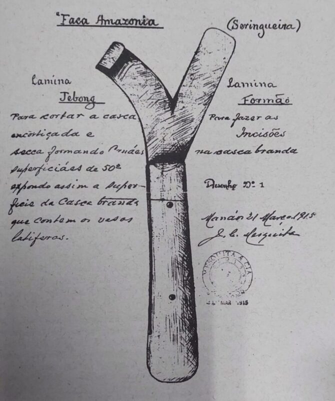 Projeto da ‘Faca Amazônica’ de propriedade de José Cláudio de Mesquita. Imagem: Acervo da família 